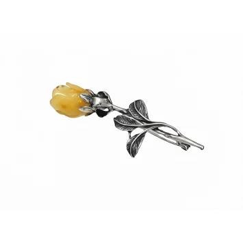 Delikatna srebrna broszka w kształcie piórka