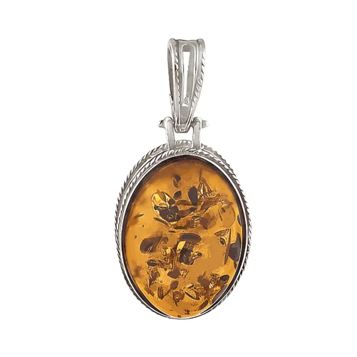 zawieszka srebrna z bursztynem – klasyczna owalna forma