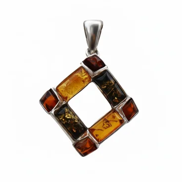 zawieszka srebrna z bursztynem – nowoczesna kompozycja barw