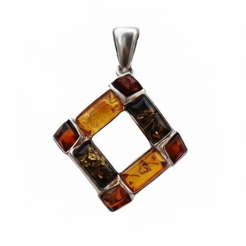 zawieszka srebrna z bursztynem – nowoczesna kompozycja barw