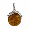zawieszka srebrna z bursztynem – stylowy okrąg