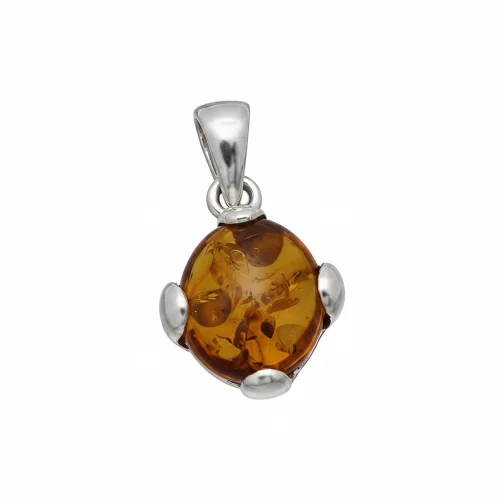 Srebrna Zawieszka z Bursztynem – Minimalistyczny Akcent Natury