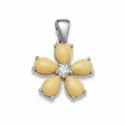Srebrna Zawieszka Kwiatek z Mlecznym Bursztynem i Cyrkonią Srebrna Zawieszka Kwiatek z Mlecznym Bursztynem i Cyrkonią