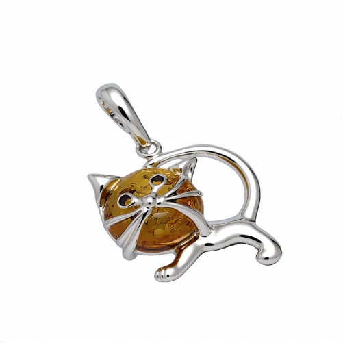 Srebrna Zawieszka z Bursztynem – Nowoczesna Fala