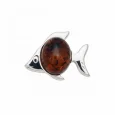Srebrna Zawieszka Rybka z Wiśniowym Bursztynem Srebrna Zawieszka Rybka z Wiśniowym Bursztynem