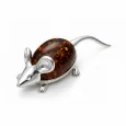 Srebrna Broszka "Myszka" – Naturalny Bursztyn Koniakowy (Srebro 925) Srebrna Broszka "Myszka" – Naturalny Bursztyn Koniakowy (Srebro 925)