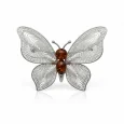Srebrna Broszka "Motyl" – Filigran i Naturalny Bursztyn (Srebro 925) Srebrna Broszka "Motyl" – Filigran i Naturalny Bursztyn (Srebro 925)