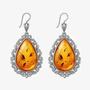 Kolczyki srebrne z bursztynem