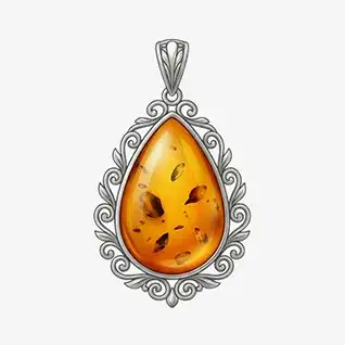 Zawieszki srebrne z bursztynem